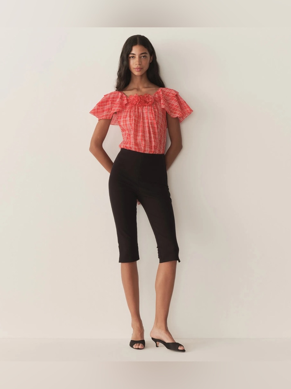 DÔEN Analicia Top Red Pleated Size XS